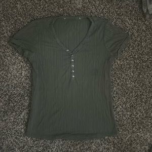 Soft, Green, Ribbed Vneck Shirt